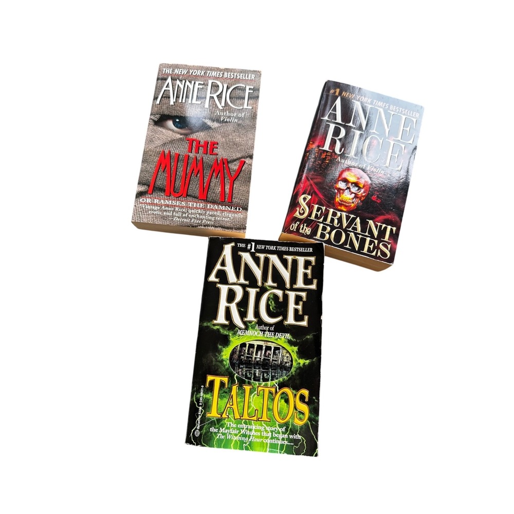 Anne Rice Paperback Book Lot Taltos The Mummy Servant of the Bones 3 Novels